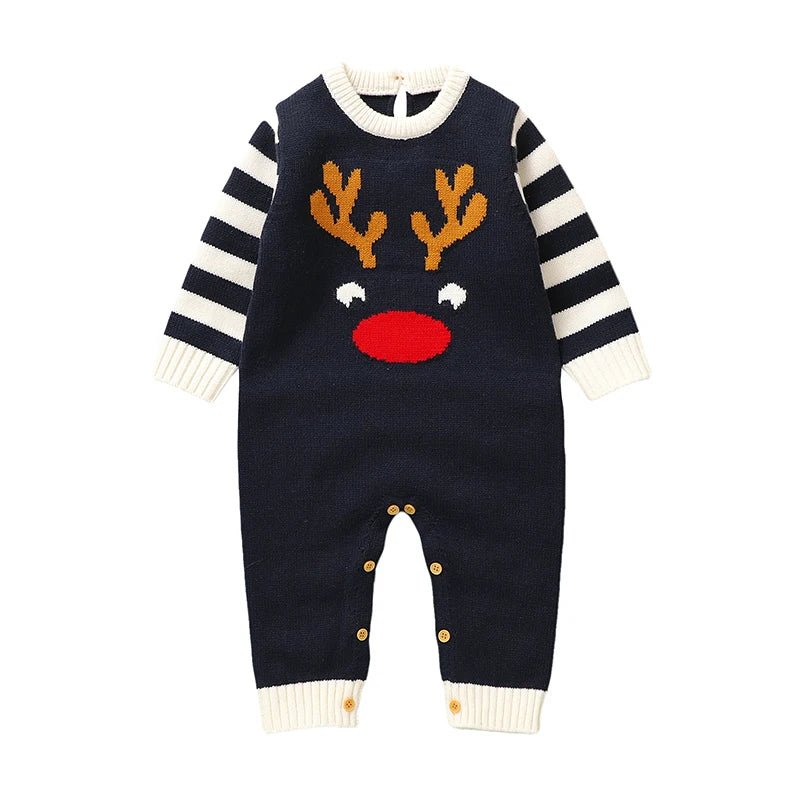 0 - 18m Christmas Baby Unisex Rompers Winter Reindeer Knitted Newborn Boys Girls Long Sleeve Jumpsuits One Pieces Infant Playsuits - PratSN
