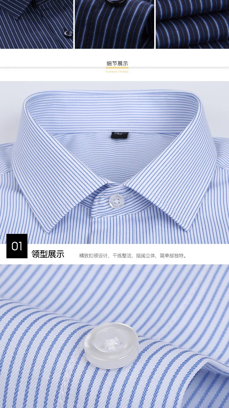 2022 Plus Size 8xL 7XL 6XL Men's Business Short Sleeve Fomal Shirts Man Striped Summer Work Dress Shirt Soft White - PratSN