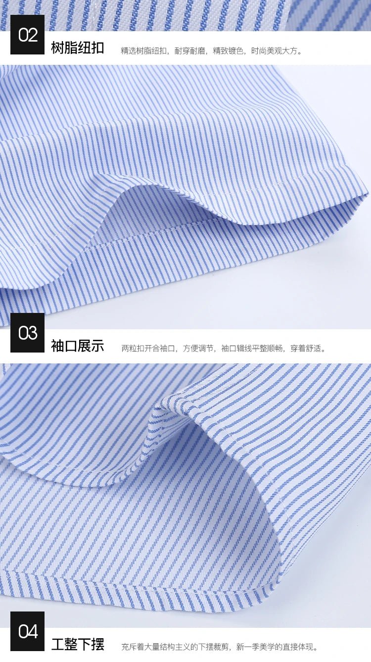 2022 Plus Size 8xL 7XL 6XL Men's Business Short Sleeve Fomal Shirts Man Striped Summer Work Dress Shirt Soft White - PratSN