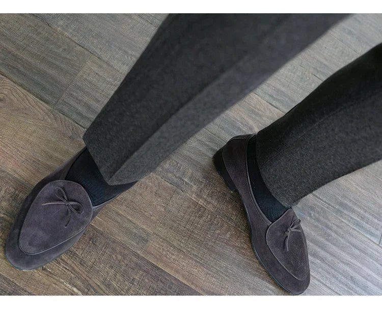 2023 Fall Men's Thick Tweed Solid Color Suit Pant Feet Casual British High Waist Pants Office - trousers Men Dress Pant Trousers - PratSN