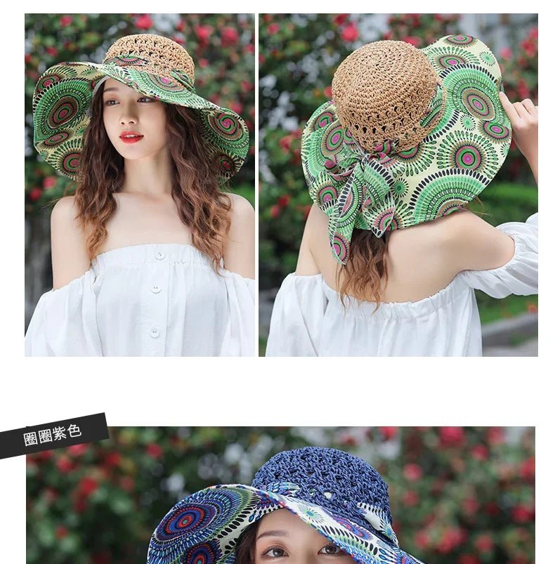 2023 NEW Women's Summer Bucket Folding fashion Straw Hat Panamas UV Protection Sun Visor Seaside Beach Hat Tide Summer Hats - PratSN