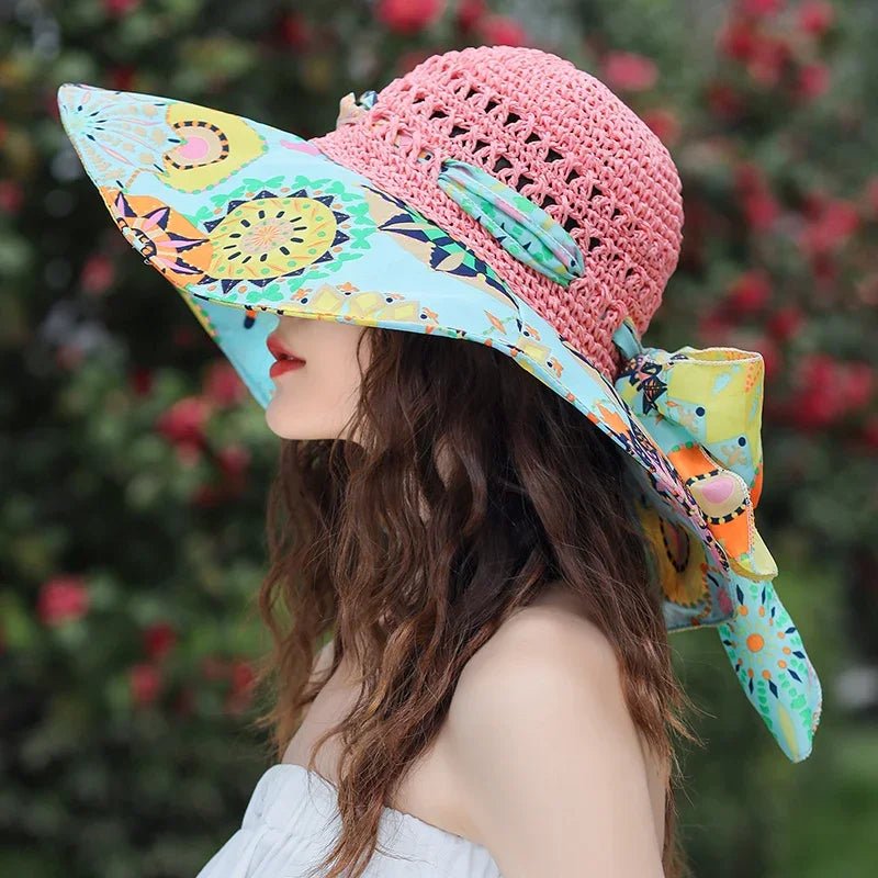 2023 NEW Women's Summer Bucket Folding fashion Straw Hat Panamas UV Protection Sun Visor Seaside Beach Hat Tide Summer Hats - PratSN