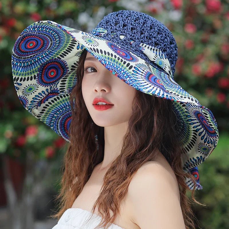 2023 NEW Women's Summer Bucket Folding fashion Straw Hat Panamas UV Protection Sun Visor Seaside Beach Hat Tide Summer Hats - PratSN