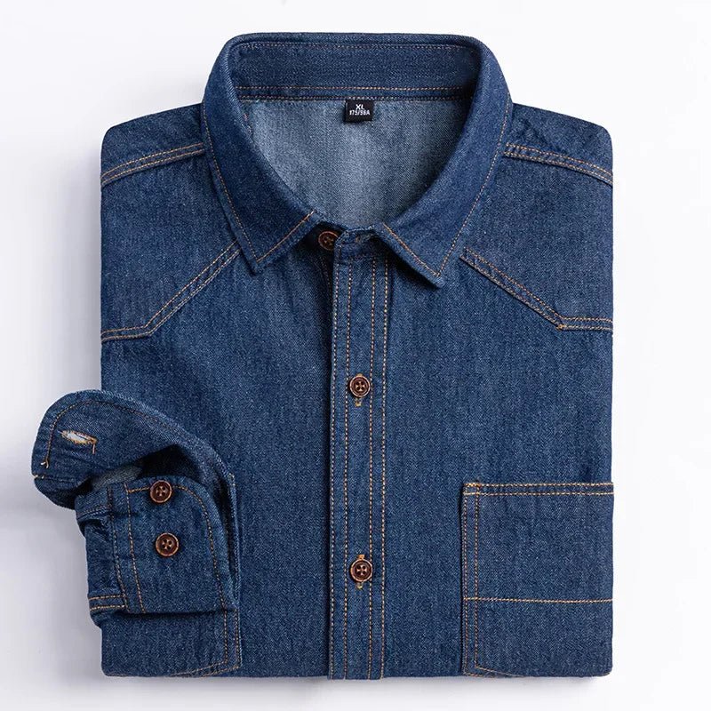 2023 Spring and Autumn Enzyme Washed Men's Long Sleeve Denim Shirt Pure Cotton Casual Fashion Outerwear Versatile Men's Clothing - PratSN