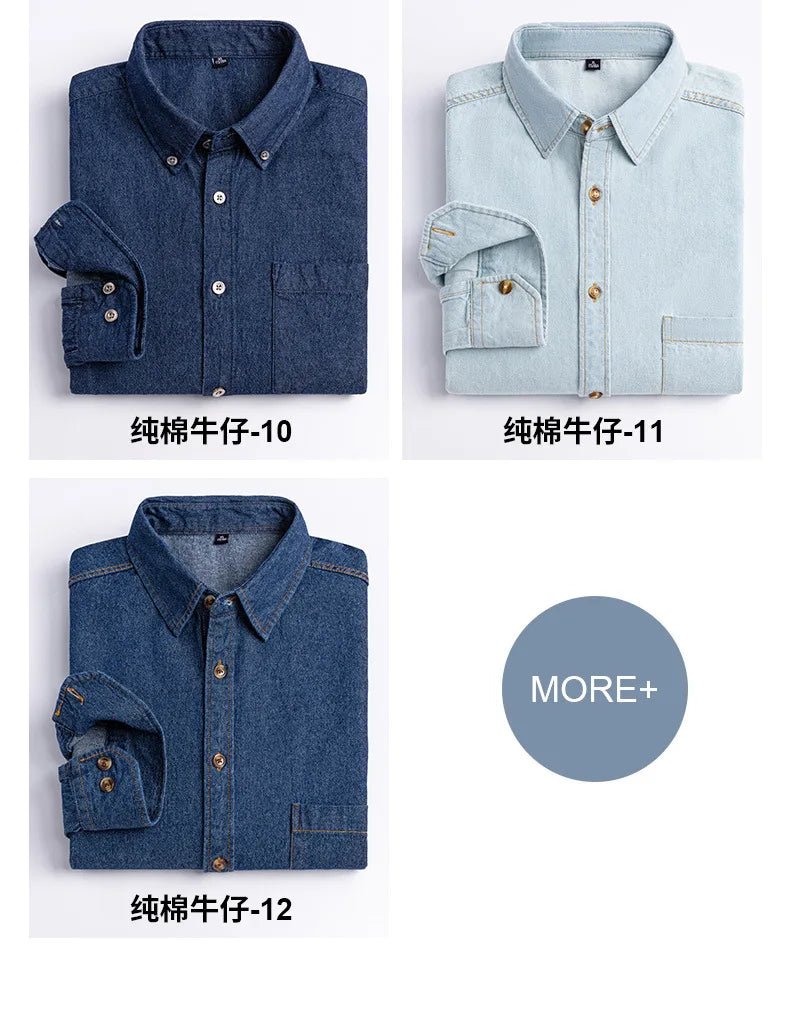 2023 Spring and Autumn Enzyme Washed Men's Long Sleeve Denim Shirt Pure Cotton Casual Fashion Outerwear Versatile Men's Clothing - PratSN