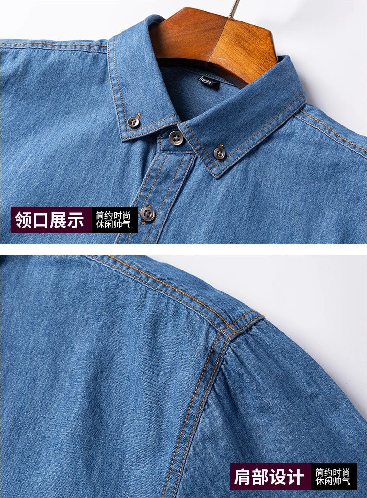 2023 Spring and Autumn Enzyme Washed Men's Long Sleeve Denim Shirt Pure Cotton Casual Fashion Outerwear Versatile Men's Clothing - PratSN