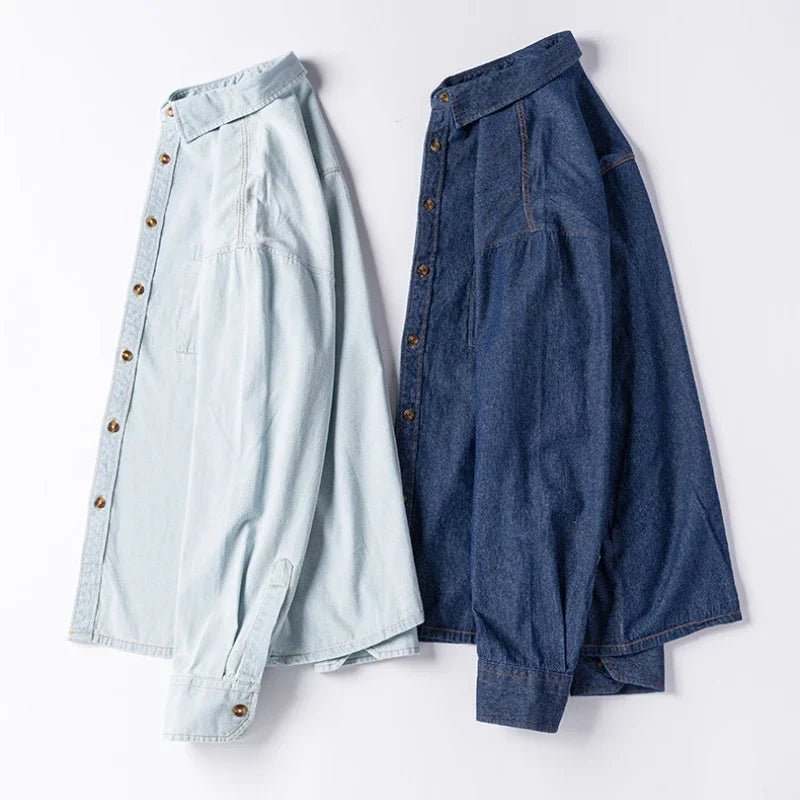 2023 Spring and Autumn Enzyme Washed Men's Long Sleeve Denim Shirt Pure Cotton Casual Fashion Outerwear Versatile Men's Clothing - PratSN