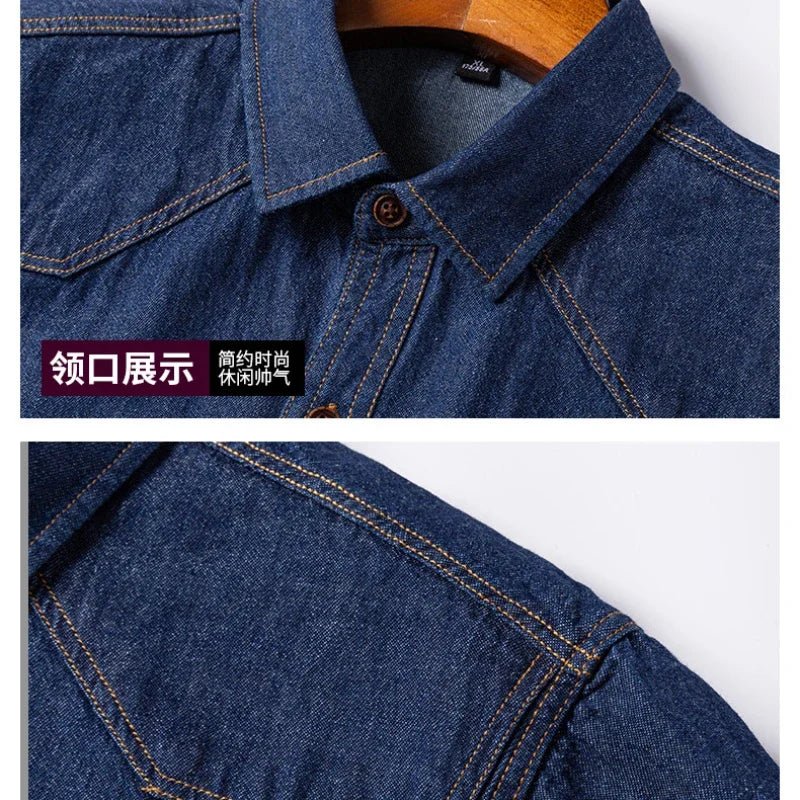 2023 Spring and Autumn Enzyme Washed Men's Long Sleeve Denim Shirt Pure Cotton Casual Fashion Outerwear Versatile Men's Clothing - PratSN