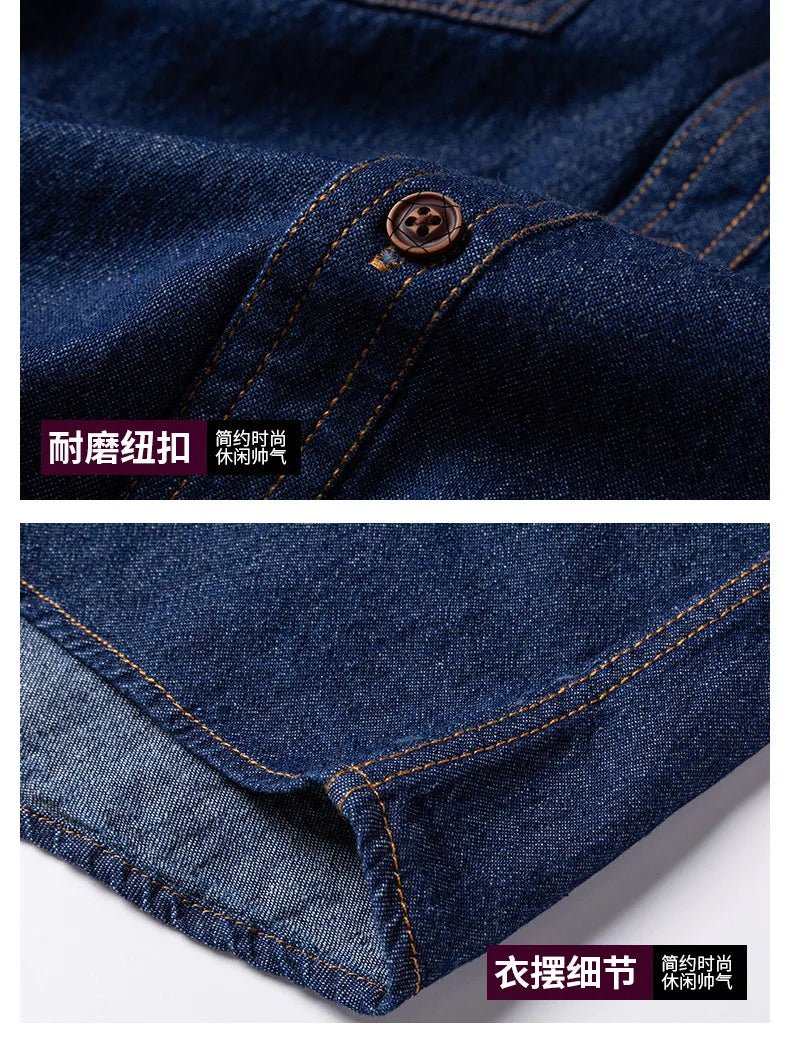 2023 Spring and Autumn Enzyme Washed Men's Long Sleeve Denim Shirt Pure Cotton Casual Fashion Outerwear Versatile Men's Clothing - PratSN