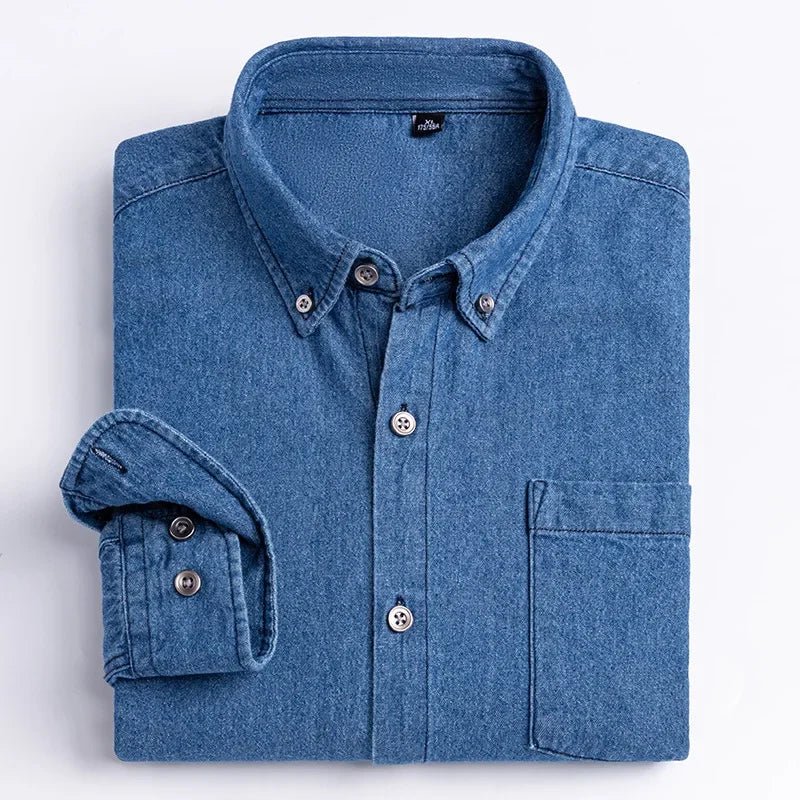 2023 Spring and Autumn Enzyme Washed Men's Long Sleeve Denim Shirt Pure Cotton Casual Fashion Outerwear Versatile Men's Clothing - PratSN