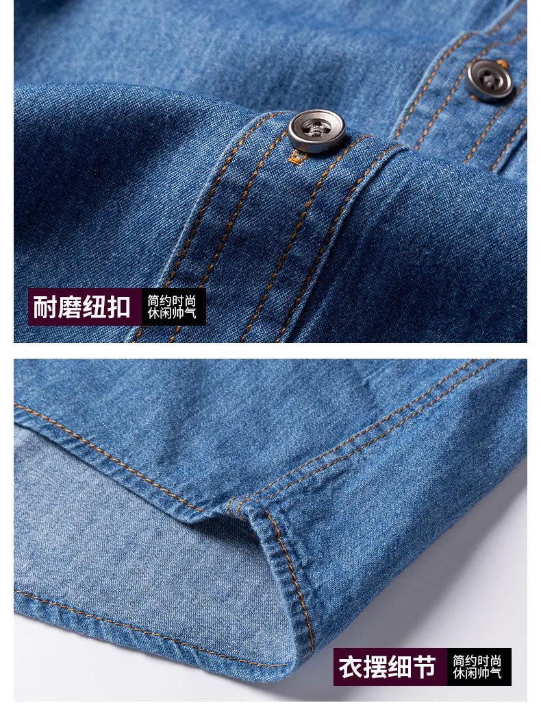 2023 Spring and Autumn Enzyme Washed Men's Long Sleeve Denim Shirt Pure Cotton Casual Fashion Outerwear Versatile Men's Clothing - PratSN