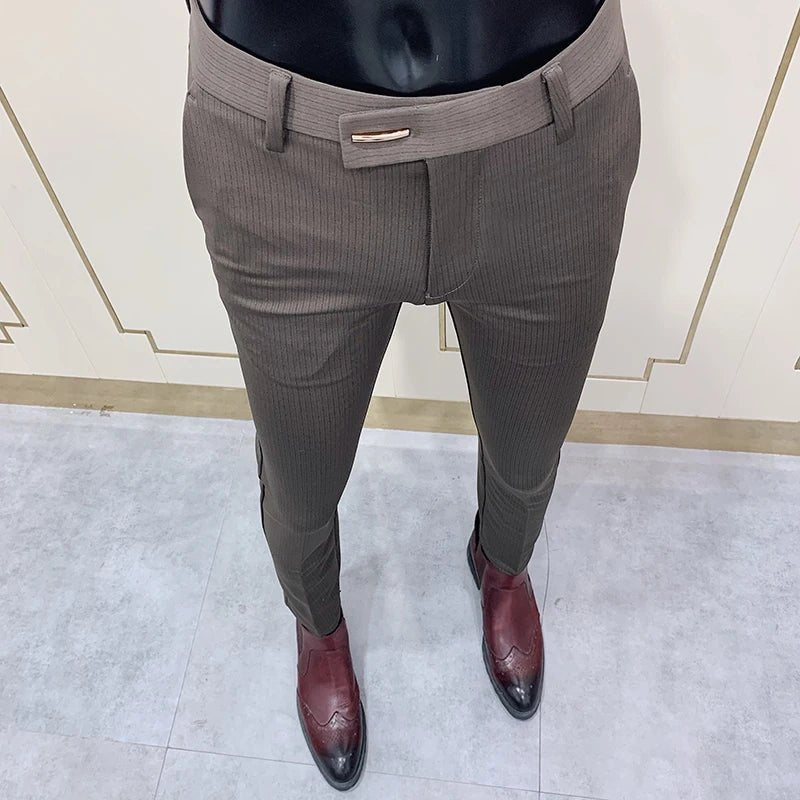 2023 Spring and Summer New Men's Casual Business Dress Pants Fashion Social Solid Wedding Party Suit Pants Slim Fit Suit Pants - PratSN