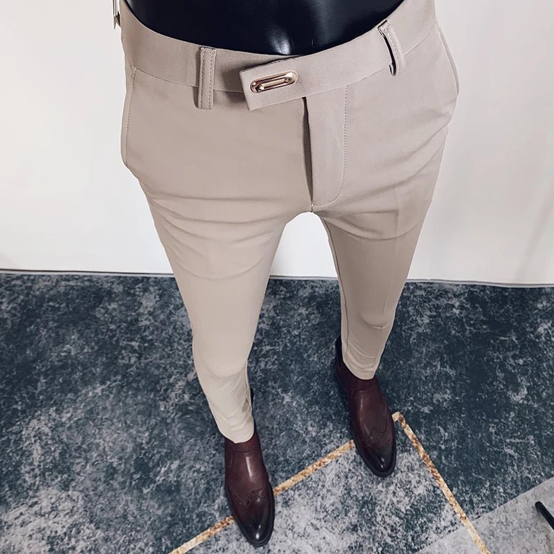 2023 Spring and Summer New Men's Casual Business Dress Pants Fashion Social Solid Wedding Party Suit Pants Slim Fit Suit Pants - PratSN