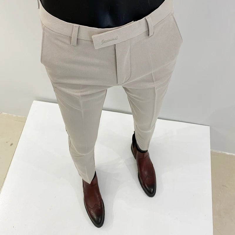 2023 Spring and Summer New Men's Casual Business Dress Pants Fashion Social Solid Wedding Party Suit Pants Slim Fit Suit Pants - PratSN