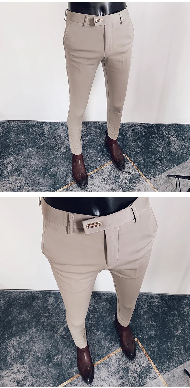 2023 Spring and Summer New Men's Casual Business Dress Pants Fashion Social Solid Wedding Party Suit Pants Slim Fit Suit Pants - PratSN