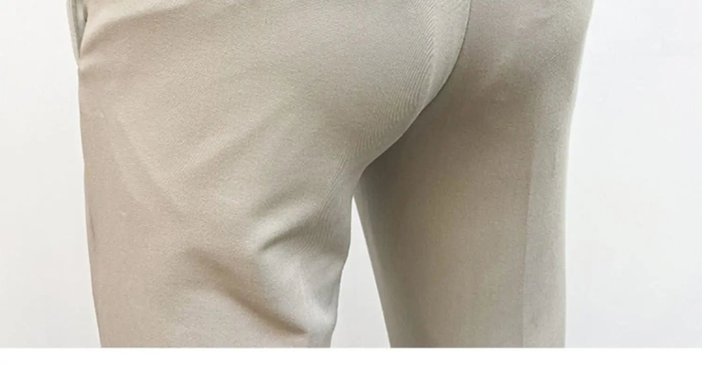 2023 Spring and Summer New Men's Casual Business Dress Pants Fashion Social Solid Wedding Party Suit Pants Slim Fit Suit Pants - PratSN
