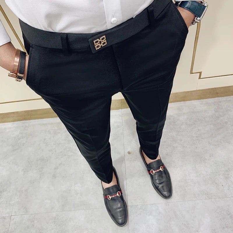 2023 Spring and Summer New Men's Casual Business Dress Pants Fashion Social Solid Wedding Party Suit Pants Slim Fit Suit Pants - PratSN