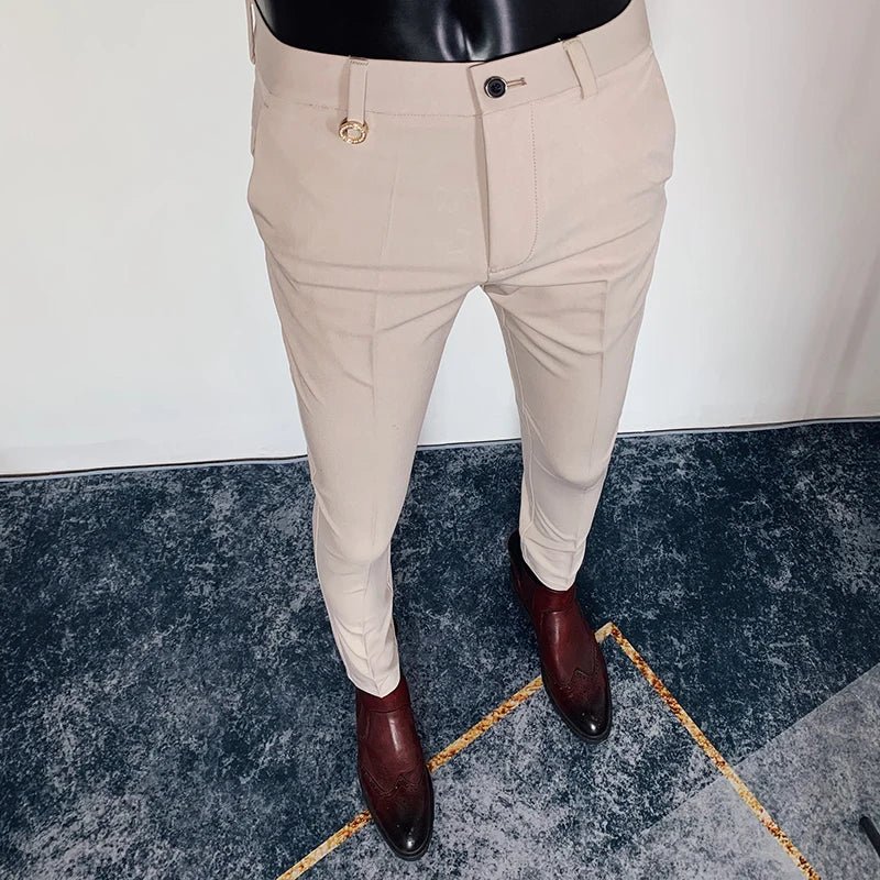 2023 Spring and Summer New Men's Casual Business Dress Pants Fashion Social Solid Wedding Party Suit Pants Slim Fit Suit Pants - PratSN
