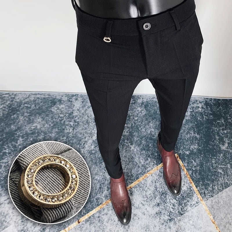 2023 Spring and Summer New Men's Casual Business Dress Pants Fashion Social Solid Wedding Party Suit Pants Slim Fit Suit Pants - PratSN