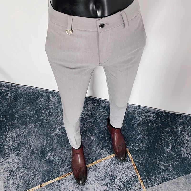 2023 Spring and Summer New Men's Casual Business Dress Pants Fashion Social Solid Wedding Party Suit Pants Slim Fit Suit Pants - PratSN