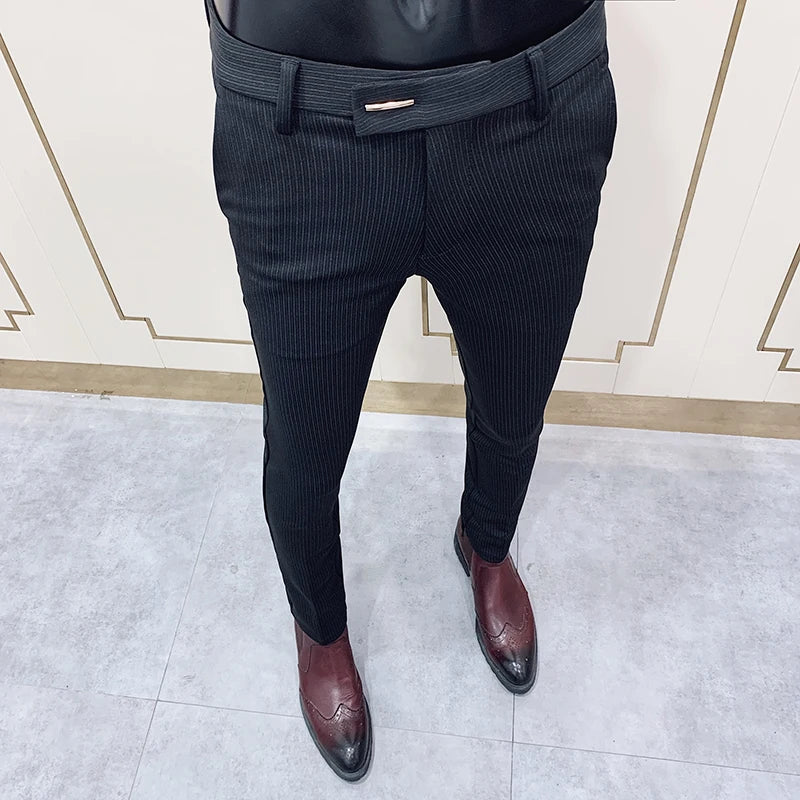 2023 Spring and Summer New Men's Casual Business Dress Pants Fashion Social Solid Wedding Party Suit Pants Slim Fit Suit Pants - PratSN