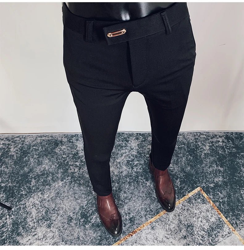 2023 Spring and Summer New Men's Casual Business Dress Pants Fashion Social Solid Wedding Party Suit Pants Slim Fit Suit Pants - PratSN