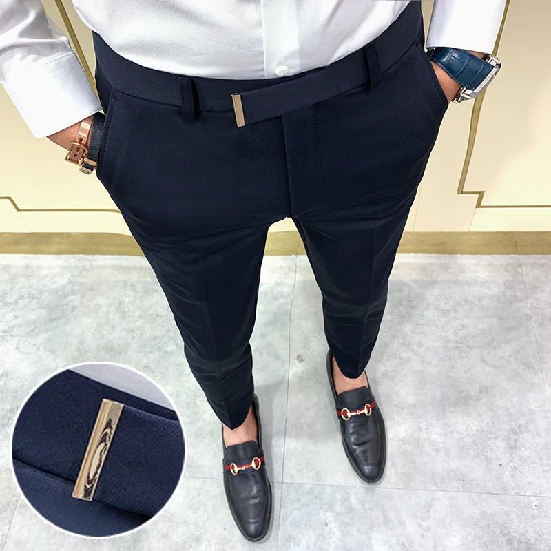 2023 Spring and Summer New Men's Casual Business Dress Pants Fashion Social Solid Wedding Party Suit Pants Slim Fit Suit Pants - PratSN