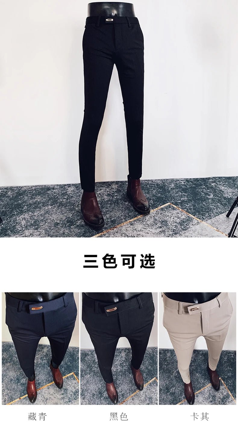 2023 Spring and Summer New Men's Casual Business Dress Pants Fashion Social Solid Wedding Party Suit Pants Slim Fit Suit Pants - PratSN