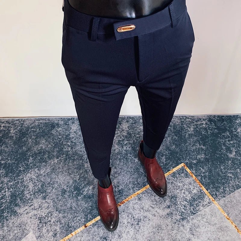 2023 Spring and Summer New Men's Casual Business Dress Pants Fashion Social Solid Wedding Party Suit Pants Slim Fit Suit Pants - PratSN