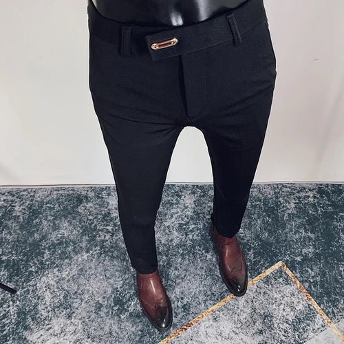 2023 Spring and Summer New Men's Casual Business Dress Pants Fashion Social Solid Wedding Party Suit Pants Slim Fit Suit Pants - PratSN