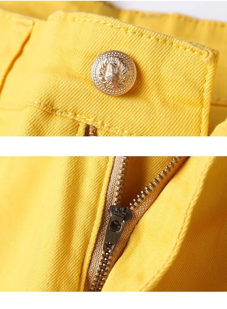 2024 Autumn New Men's Bright Stretch Fit Jeans Trendy Denim Straight - leg Trousers Male Red Lake Blue Yellow Trousers - PratSN