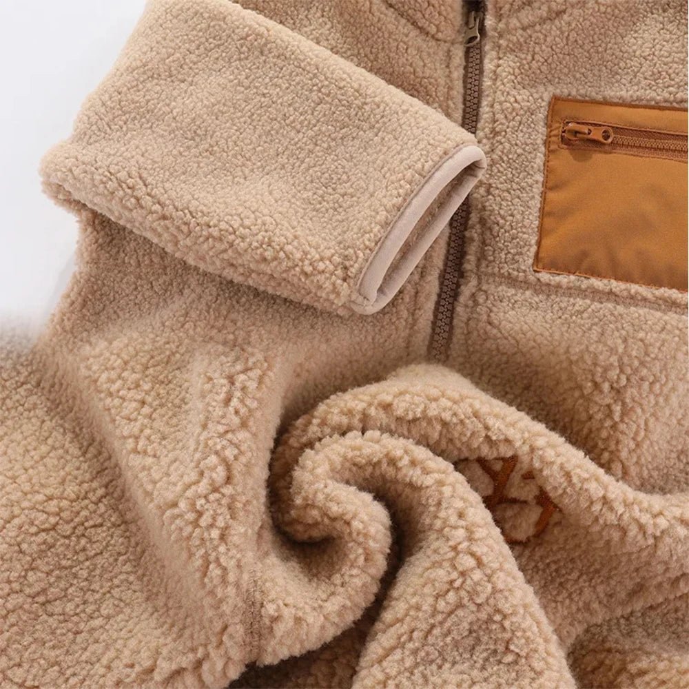 2024 Autumn/Winter New Thickened Cotton Coat Lamb Fleece Warm Hooded Color Block Coat 2 - 7 Year Old Outdoor Childrens Coat - PratSN