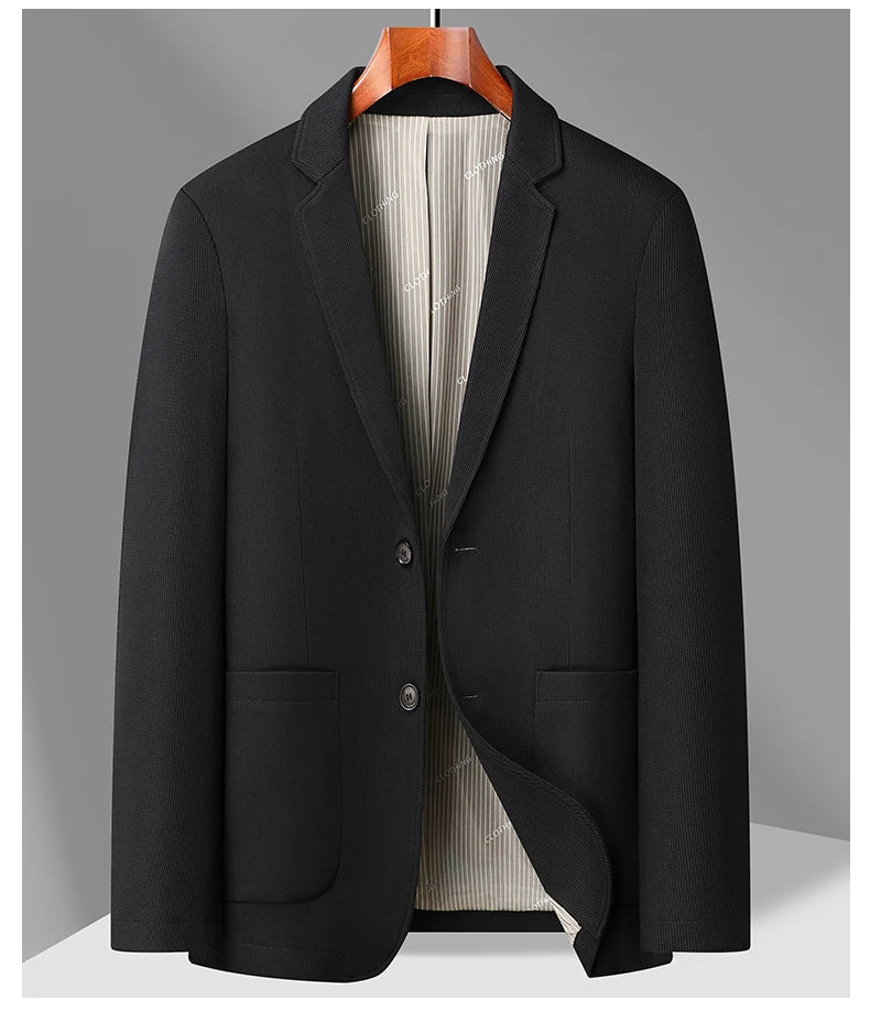 2024 Exquisite Fabric Fashion Handsome Coat Autumn Winter Young White Collar Dad Small Suit for Men Business Casual Slim Suit - PratSN