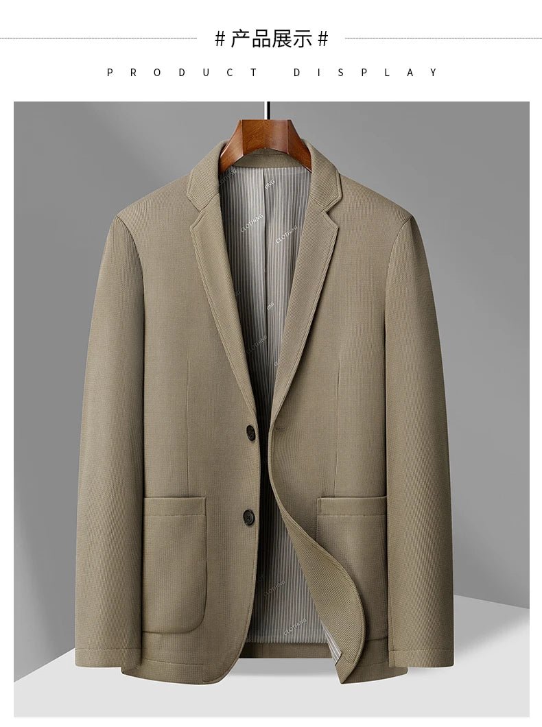 2024 Exquisite Fabric Fashion Handsome Coat Autumn Winter Young White Collar Dad Small Suit for Men Business Casual Slim Suit - PratSN