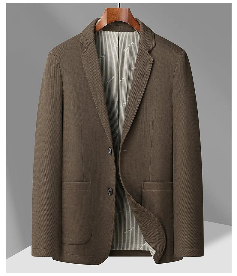 2024 Exquisite Fabric Fashion Handsome Coat Autumn Winter Young White Collar Dad Small Suit for Men Business Casual Slim Suit - PratSN