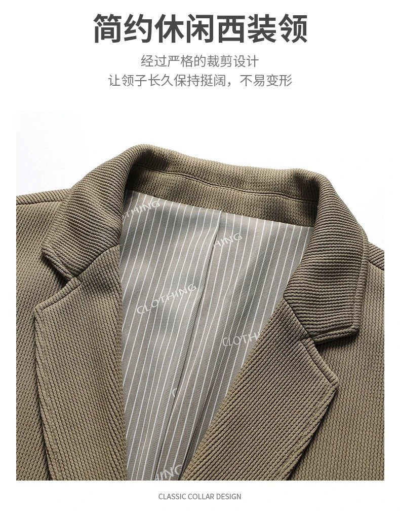 2024 Exquisite Fabric Fashion Handsome Coat Autumn Winter Young White Collar Dad Small Suit for Men Business Casual Slim Suit - PratSN