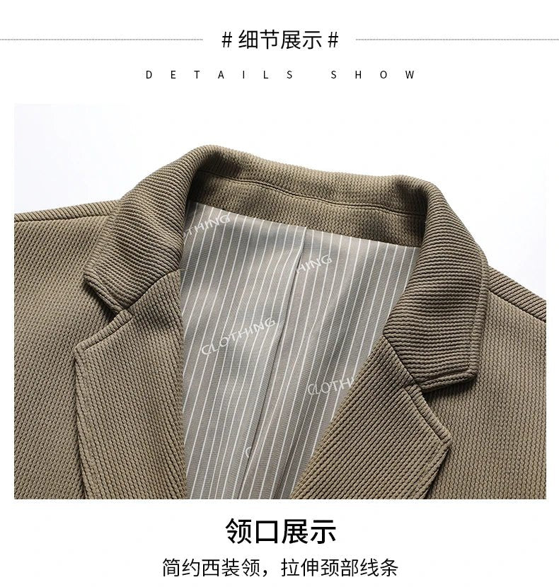 2024 Exquisite Fabric Fashion Handsome Coat Autumn Winter Young White Collar Dad Small Suit for Men Business Casual Slim Suit - PratSN
