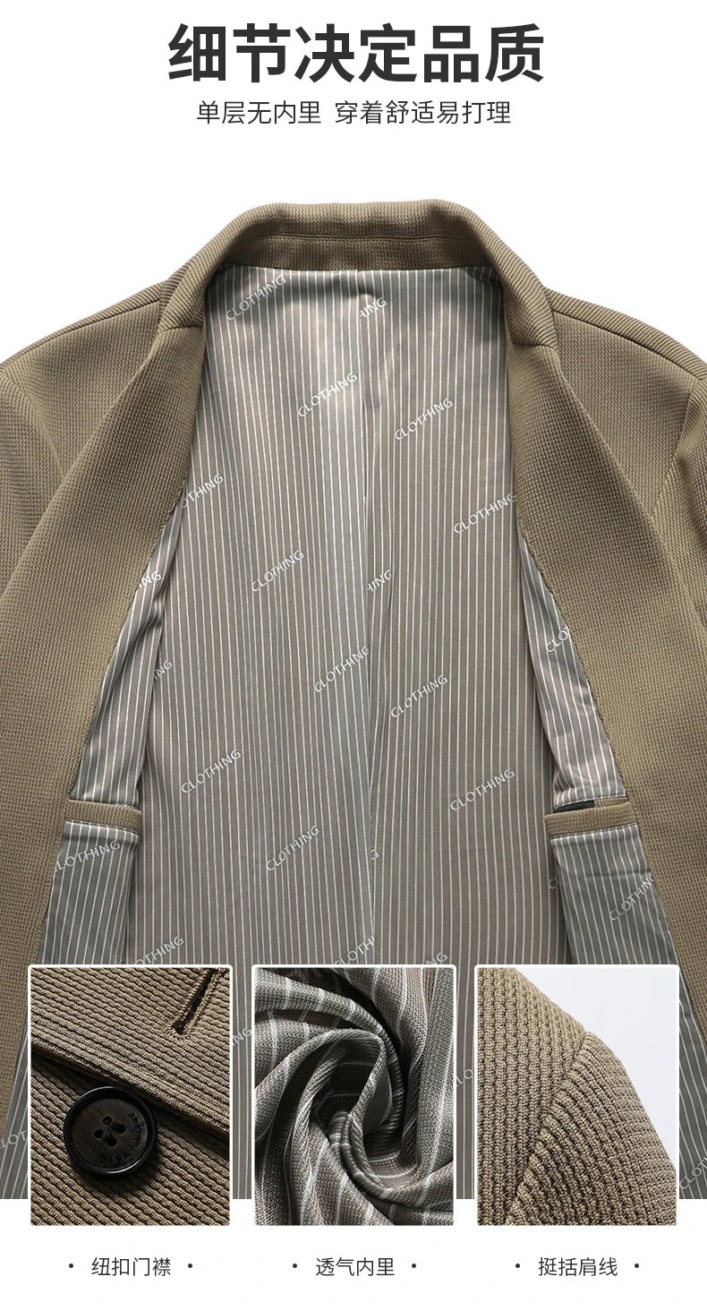 2024 Exquisite Fabric Fashion Handsome Coat Autumn Winter Young White Collar Dad Small Suit for Men Business Casual Slim Suit - PratSN