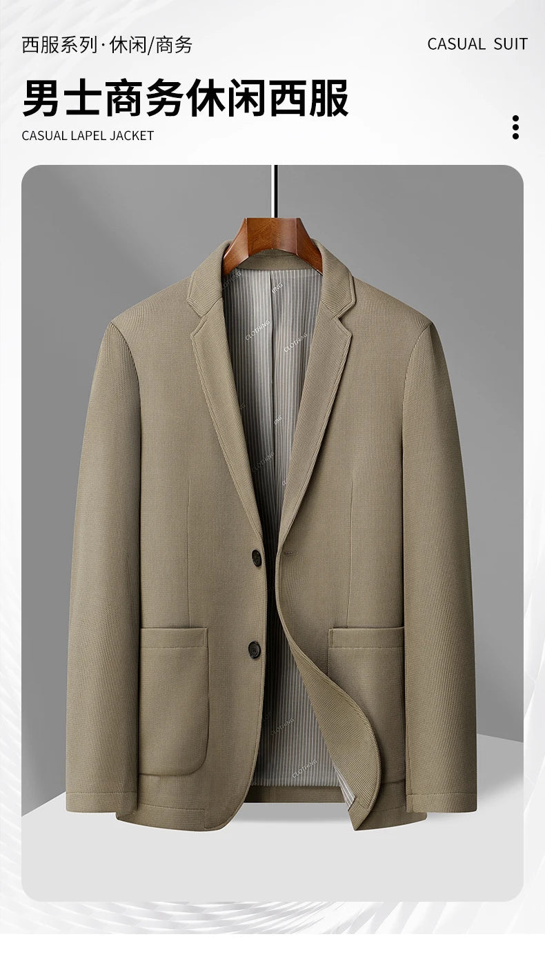 2024 Exquisite Fabric Fashion Handsome Coat Autumn Winter Young White Collar Dad Small Suit for Men Business Casual Slim Suit - PratSN
