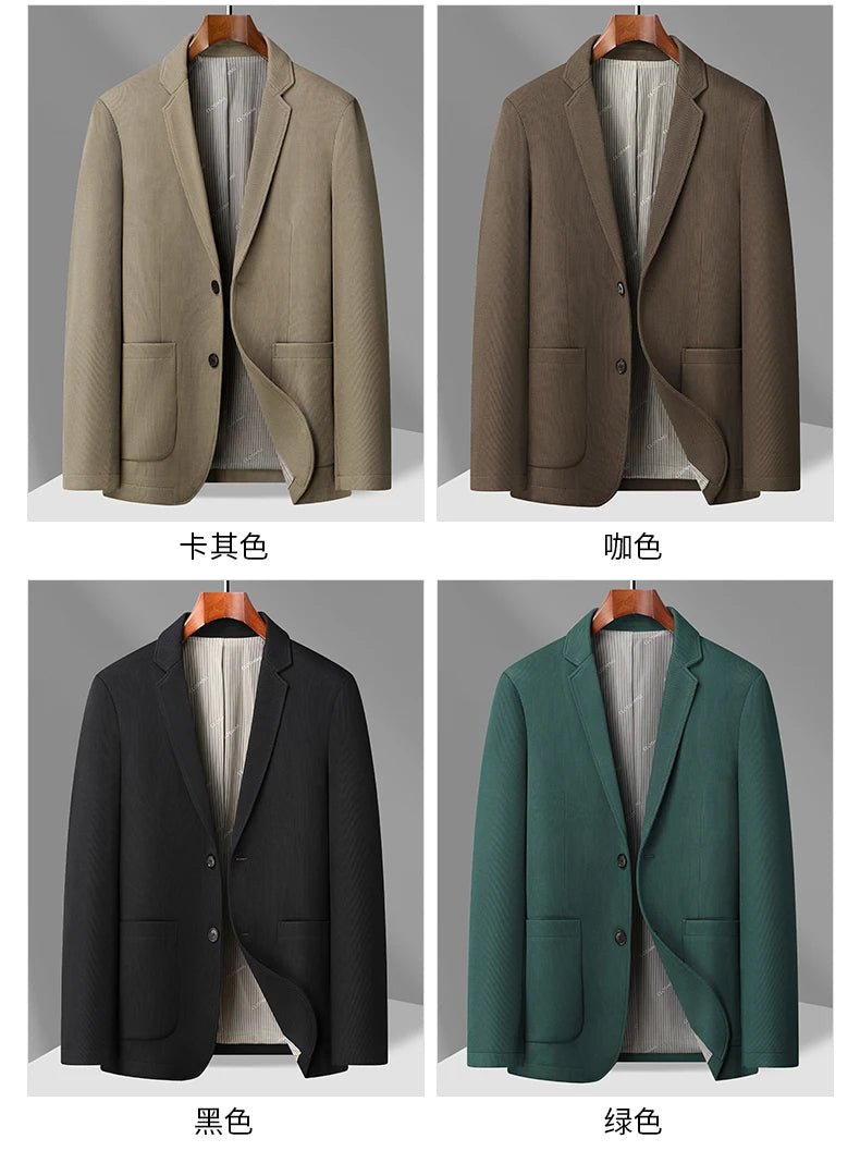 2024 Exquisite Fabric Fashion Handsome Coat Autumn Winter Young White Collar Dad Small Suit for Men Business Casual Slim Suit - PratSN