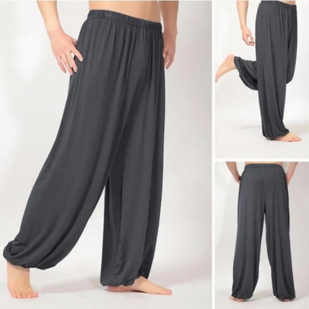 2024 Modal Men Pants Casual Harem Pants Solid Long Pants Belly Dance Pants Boho Wide Trousers Baggy Trousers Joggers Sweatpants - PratSN