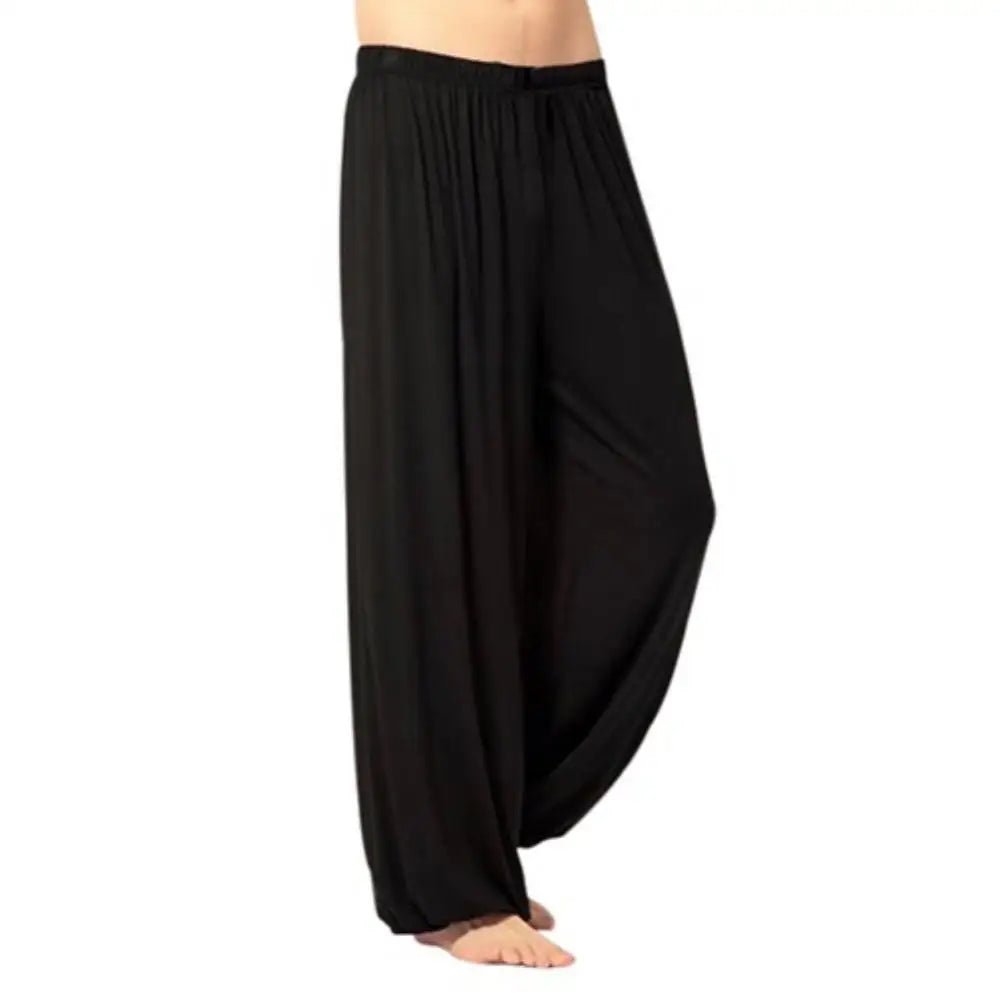 2024 Modal Men Pants Casual Harem Pants Solid Long Pants Belly Dance Pants Boho Wide Trousers Baggy Trousers Joggers Sweatpants - PratSN