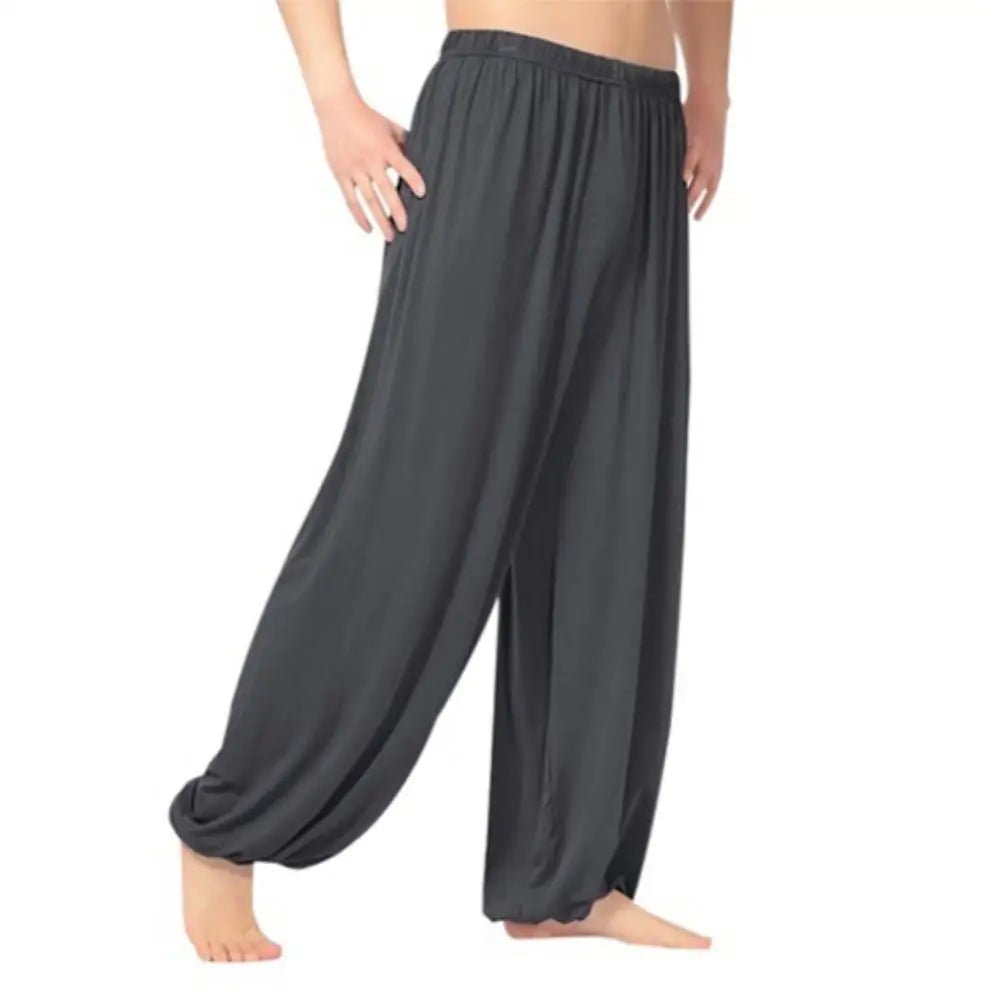 2024 Modal Men Pants Casual Harem Pants Solid Long Pants Belly Dance Pants Boho Wide Trousers Baggy Trousers Joggers Sweatpants - PratSN