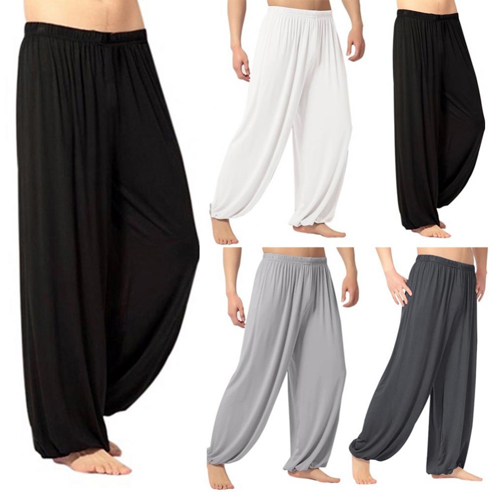 2024 Modal Men Pants Casual Harem Pants Solid Long Pants Belly Dance Pants Boho Wide Trousers Baggy Trousers Joggers Sweatpants - PratSN