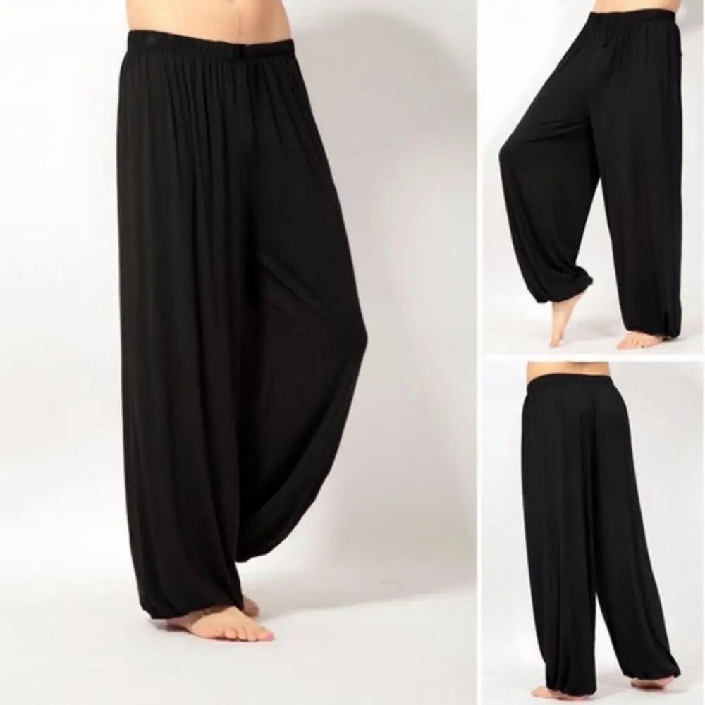 2024 Modal Men Pants Casual Harem Pants Solid Long Pants Belly Dance Pants Boho Wide Trousers Baggy Trousers Joggers Sweatpants - PratSN