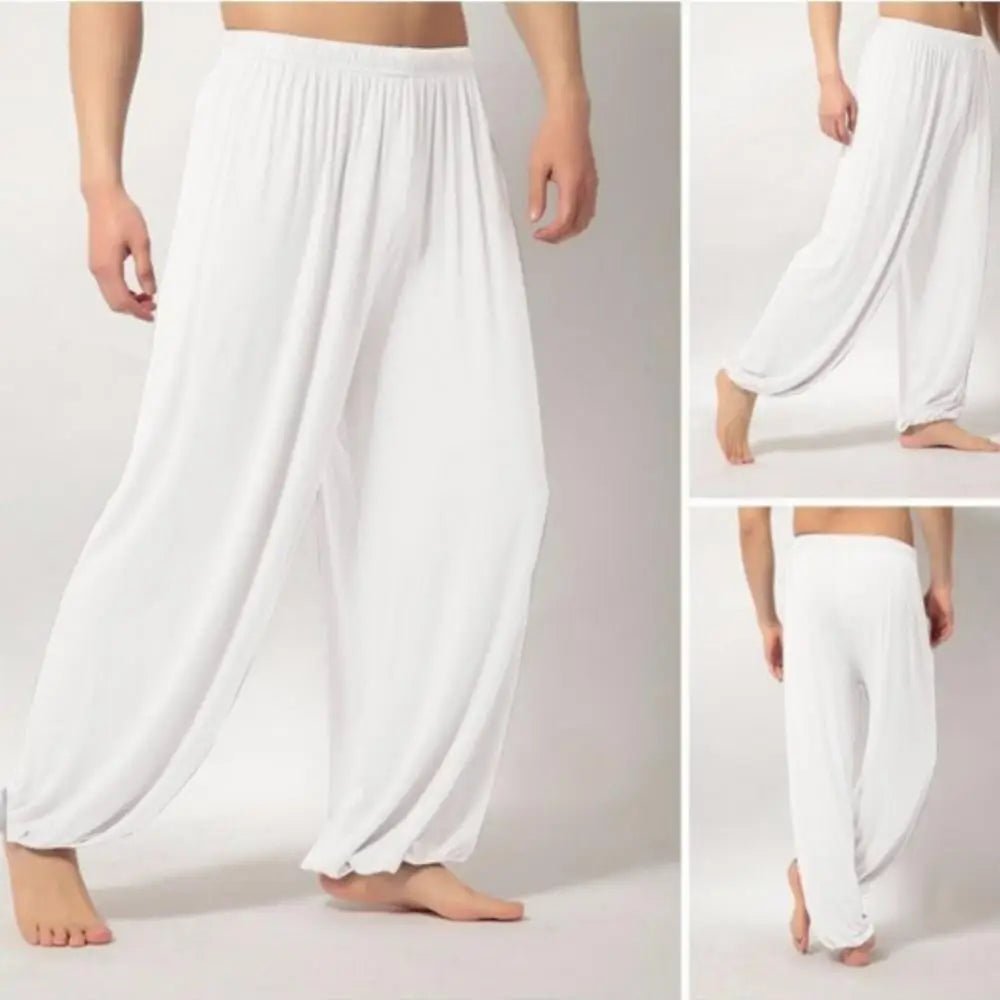 2024 Modal Men Pants Casual Harem Pants Solid Long Pants Belly Dance Pants Boho Wide Trousers Baggy Trousers Joggers Sweatpants - PratSN
