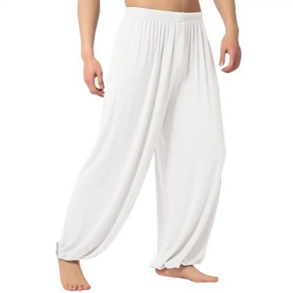 2024 Modal Men Pants Casual Harem Pants Solid Long Pants Belly Dance Pants Boho Wide Trousers Baggy Trousers Joggers Sweatpants - PratSN