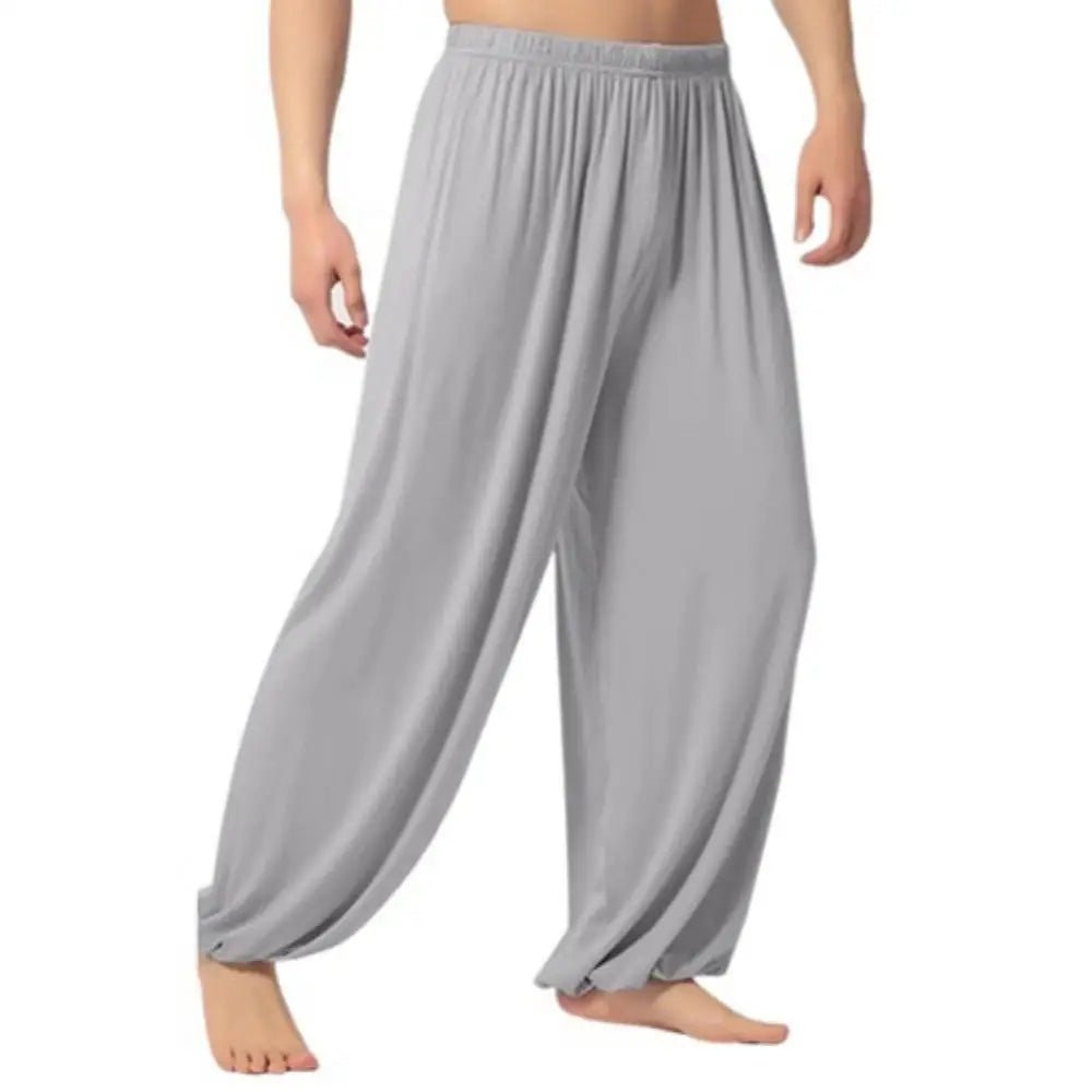 2024 Modal Men Pants Casual Harem Pants Solid Long Pants Belly Dance Pants Boho Wide Trousers Baggy Trousers Joggers Sweatpants - PratSN