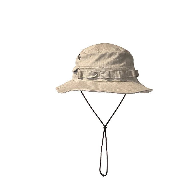 2024 New Pocket Design Trend Retro Street Function Bucket Hat Men and Women Drawstring Adjustable Big Eaves Sunshade Fishing Cap - PratSN