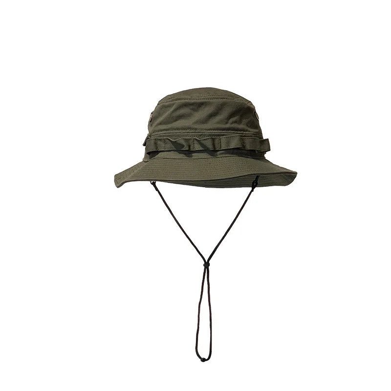 2024 New Pocket Design Trend Retro Street Function Bucket Hat Men and Women Drawstring Adjustable Big Eaves Sunshade Fishing Cap - PratSN